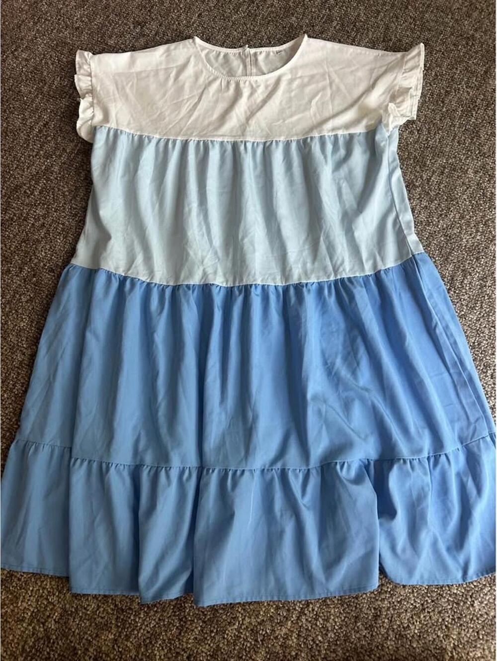 Amazon blue and white colorblock dress size medium